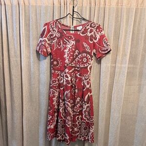 LuLaRoe Red Paisley Fit & Flare Mini Dress